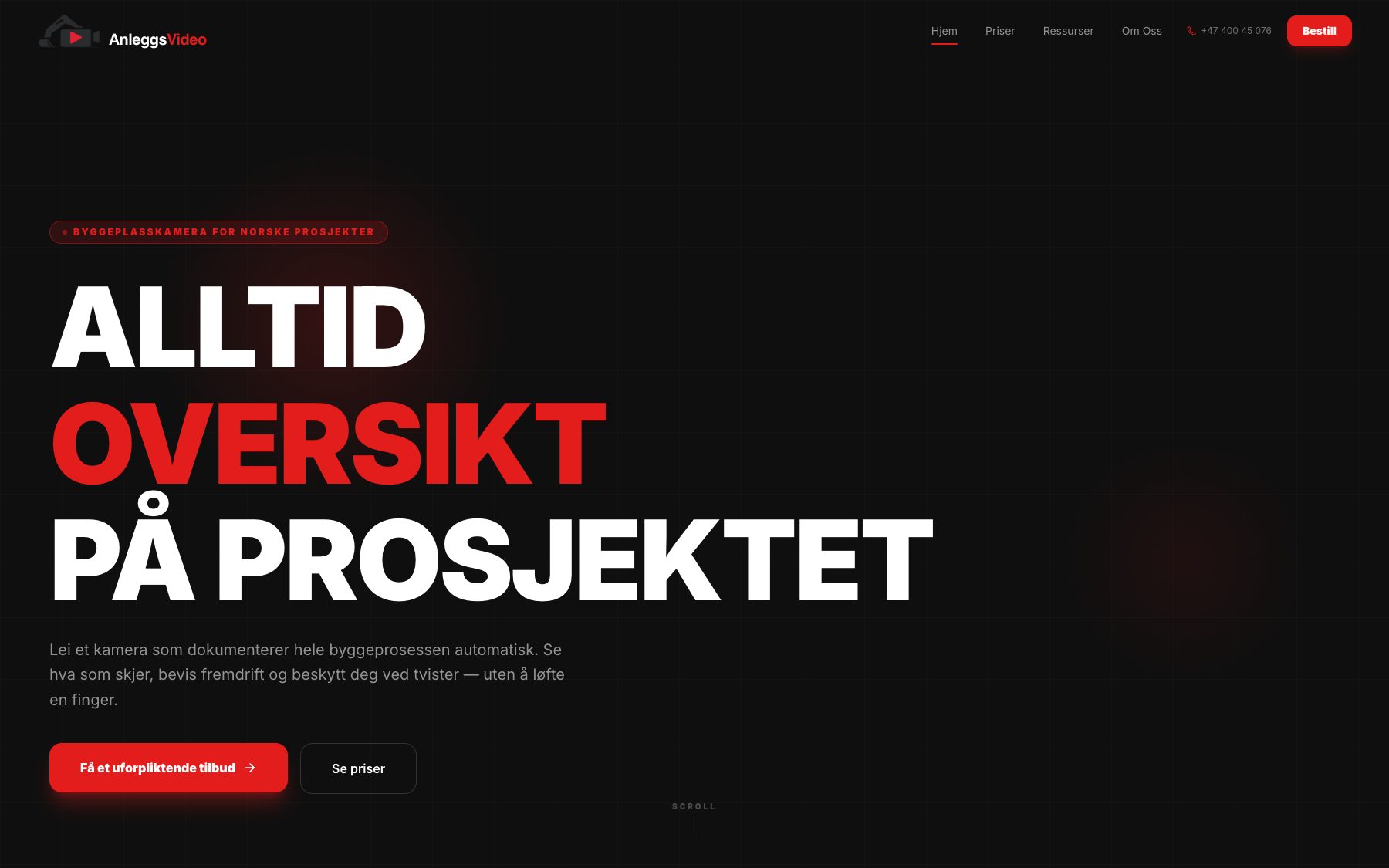 Skjermbilde av anleggsvideo.no